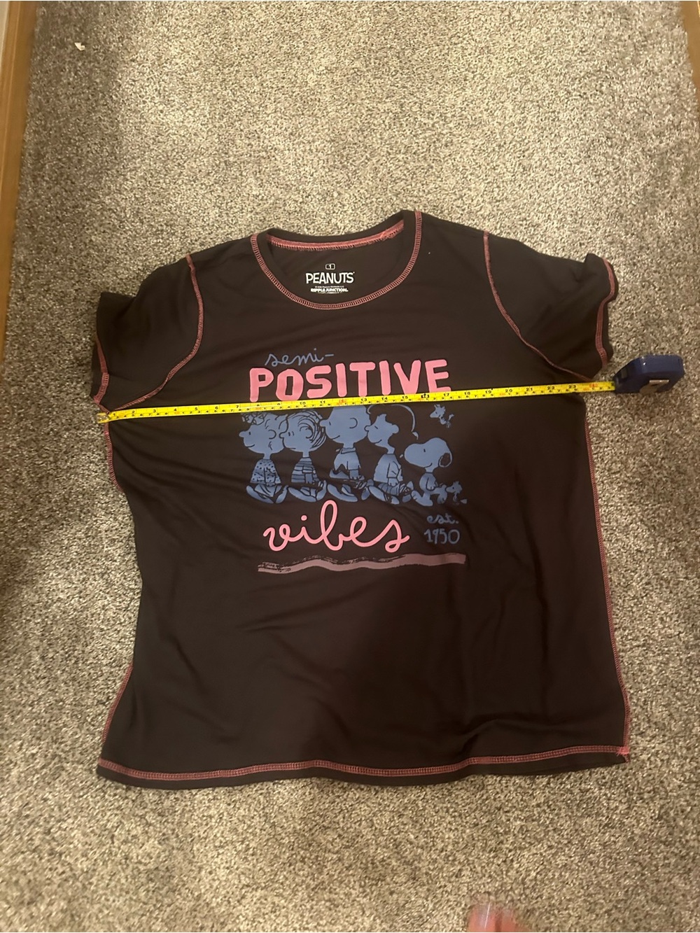 torrid Black Peanuts "Semi-Positive Vibes" Tee with Pink Trim